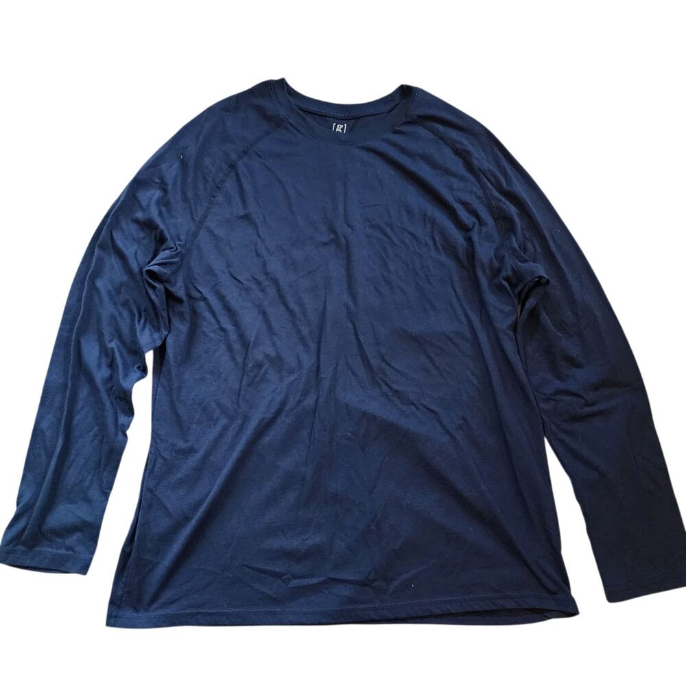 George Mens Long Sleeve Tee Size L 42-44 Navy Blue Raglan Sleeve Dry Wick